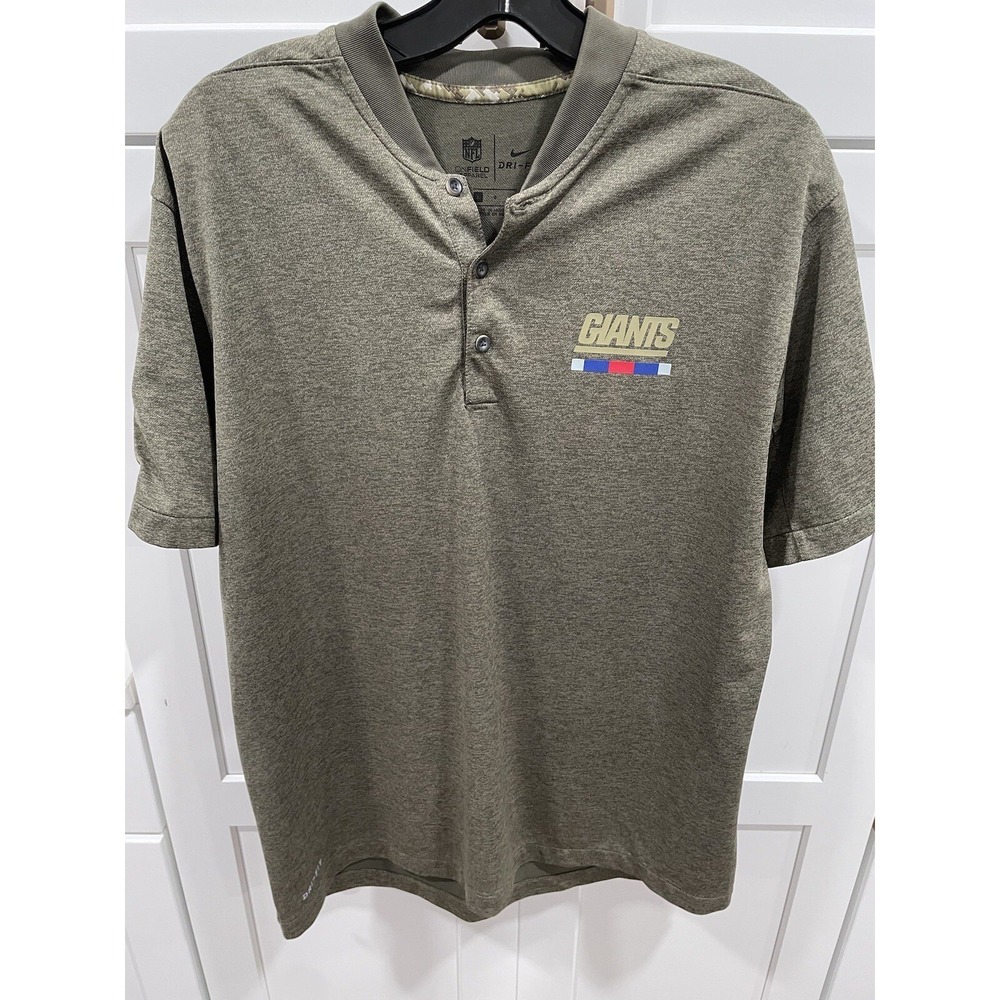 Nike New York Giants Collarless Sz L Green Dri-Fit Shirt SI10